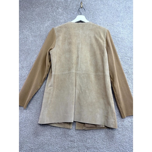 Linea by Louis Dell'Olio Suede Leather Jacket Women Small Tan Lined Button Front - Picture 3 of 10